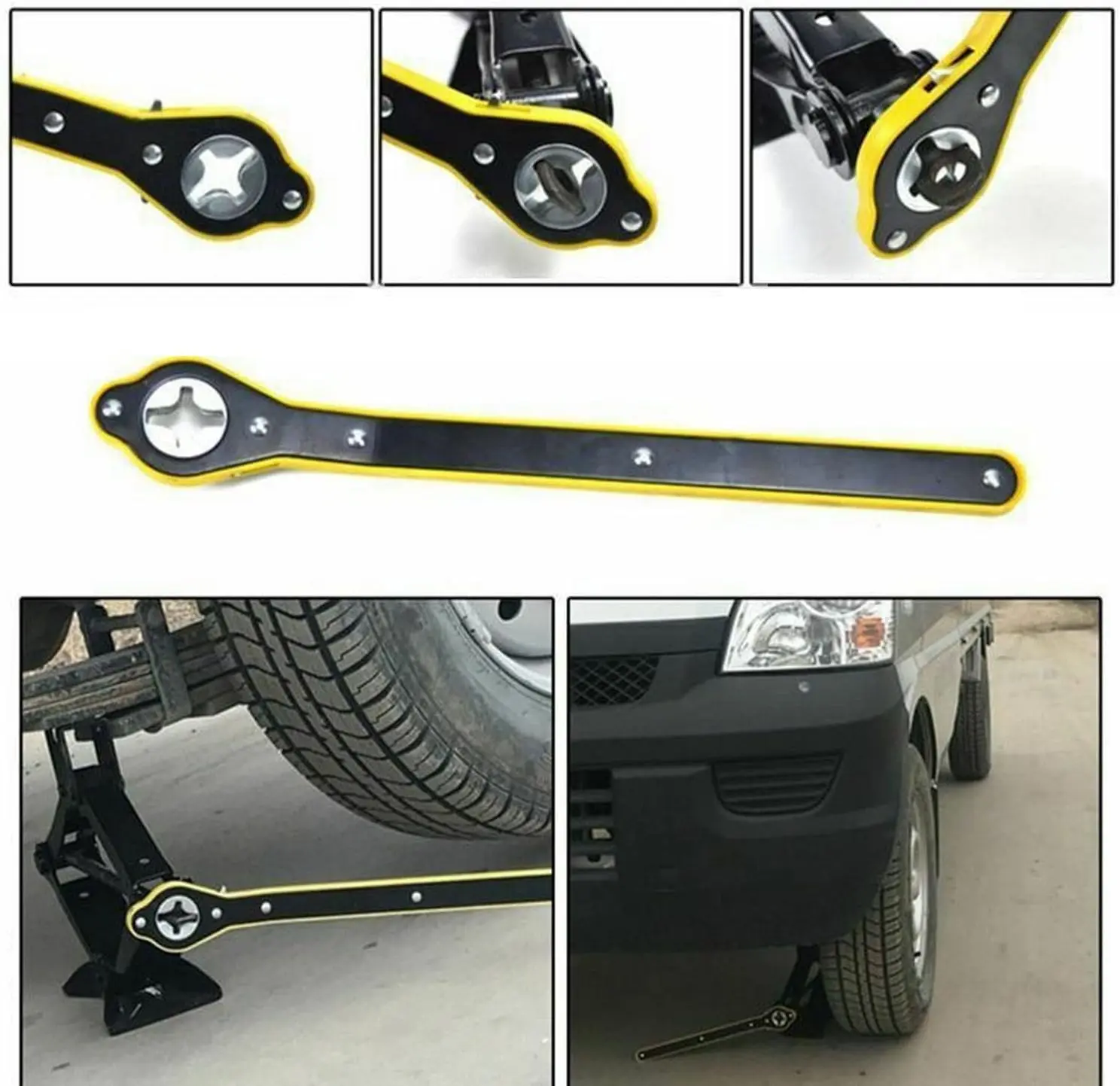 Car Scissor Jack Wrench 2 in 1 Universal 360°Swivel Labor-Saving Jack Ratchet Wrench with Converter Car Jack Handle (Dual-use)