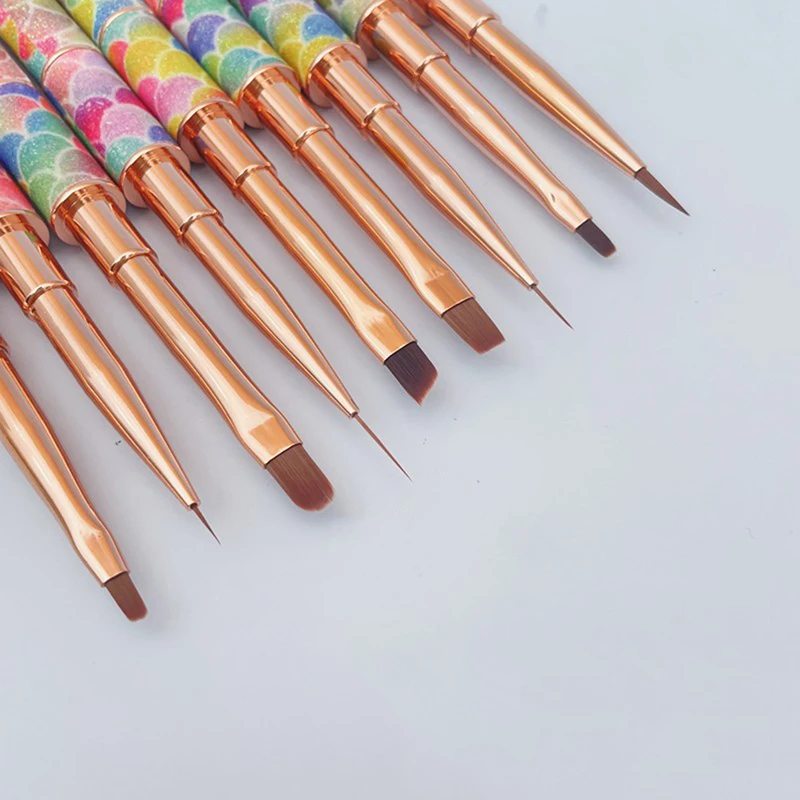 Rainbow Gradient Nail Art Brush Gradient Nail Brush Line Painting Brushes Nails Crystal Acrylic Liner Drawing