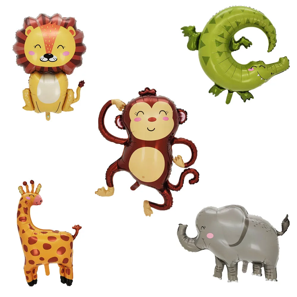 

Large Animal Foil Balloons Monkey Lion Zebra Elephant Giraffe Crocodile Balloon Children's Day Birthday Party Decorations