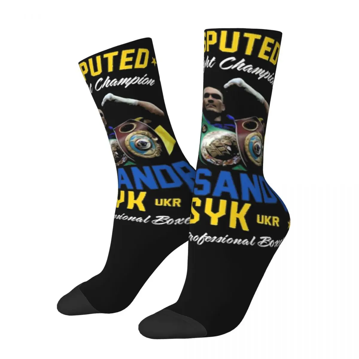 Casual Men Socks Vintage Oleksandr Usyk Boxing Boxer Bootleg Merch Cute Winner Skateboard Socks Spring Autumn Winter