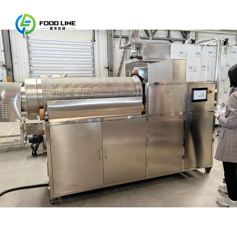 Customized Industrial Caramel Popcorn Production Line, Hot Air Automatic Popping Machine for Commercial Snack Factory Use