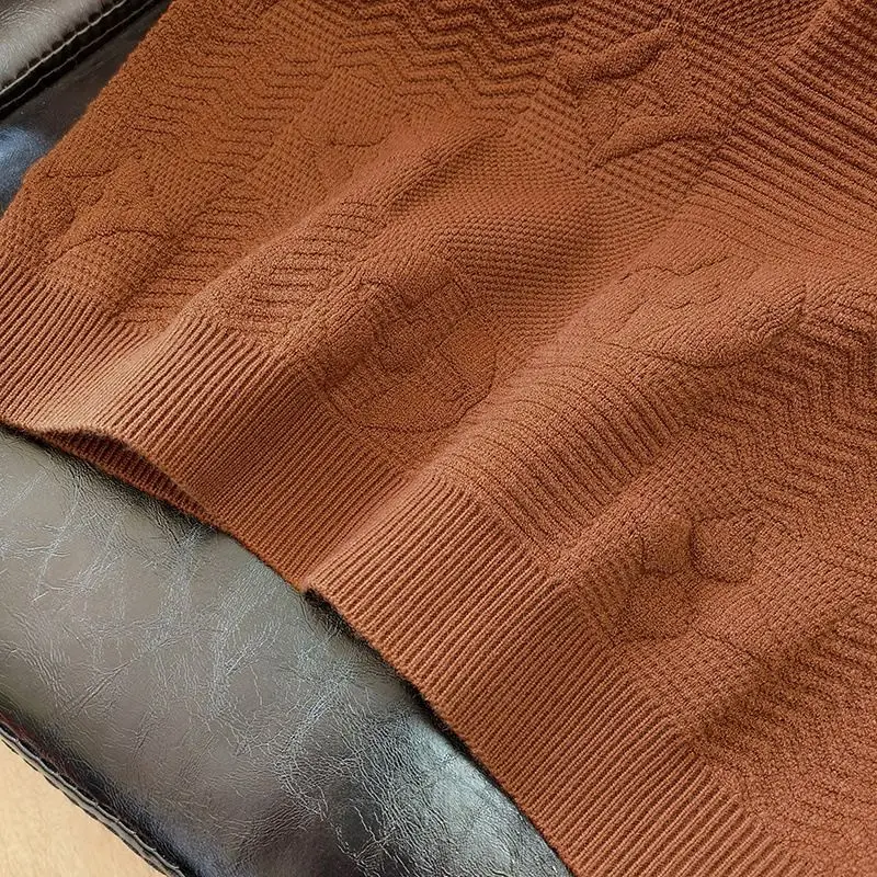 

Large size solid color jacquard men's summer large size T-shirt top