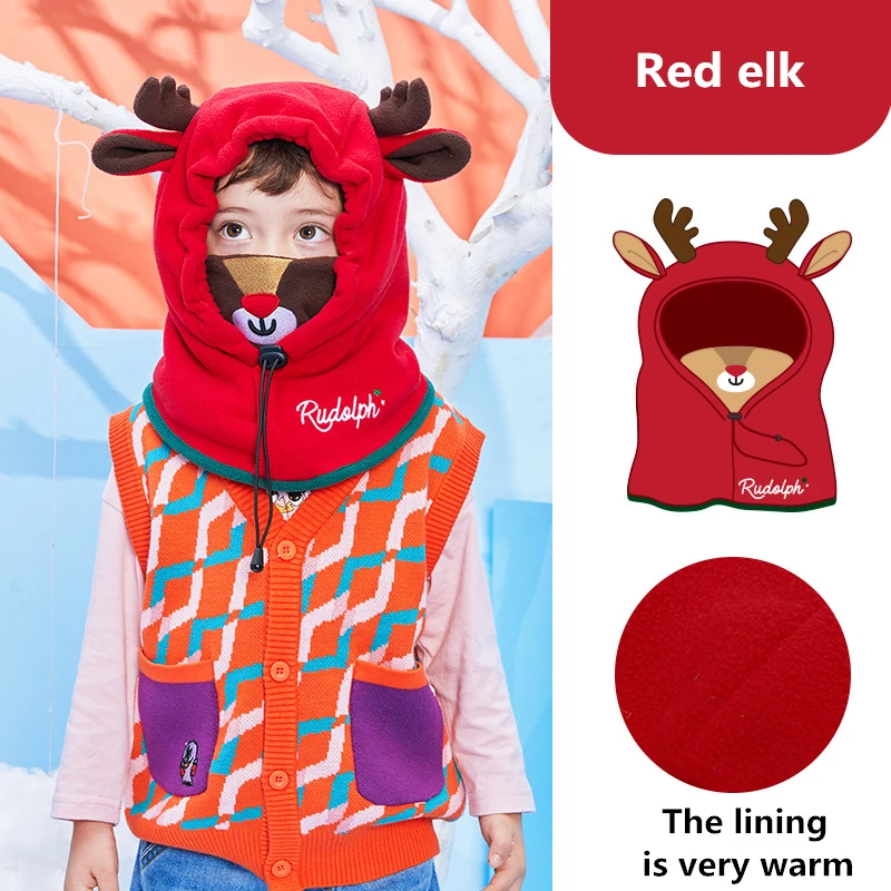 Lemonkid-Chapeau masqué d\'animaux de dessin animé pour enfants, casquettes chaudes pour enfants, bonnet coupe-vent pour filles, chapeaux de cyclisme
