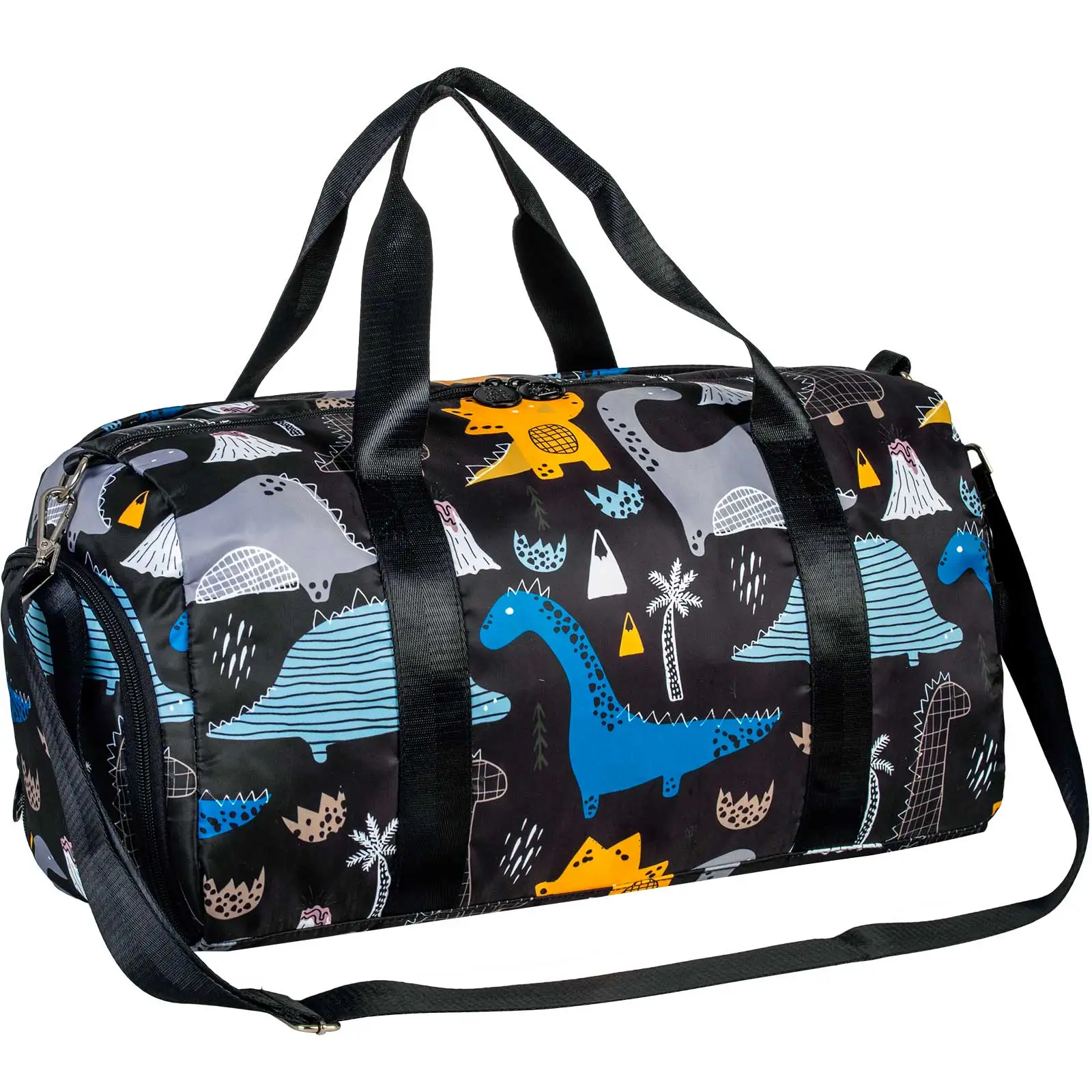 

Kids Gym Bag Travel with Shoe Compartments Sports Bag Teens Weekender Sleepover Carry On Bag Dinosaur