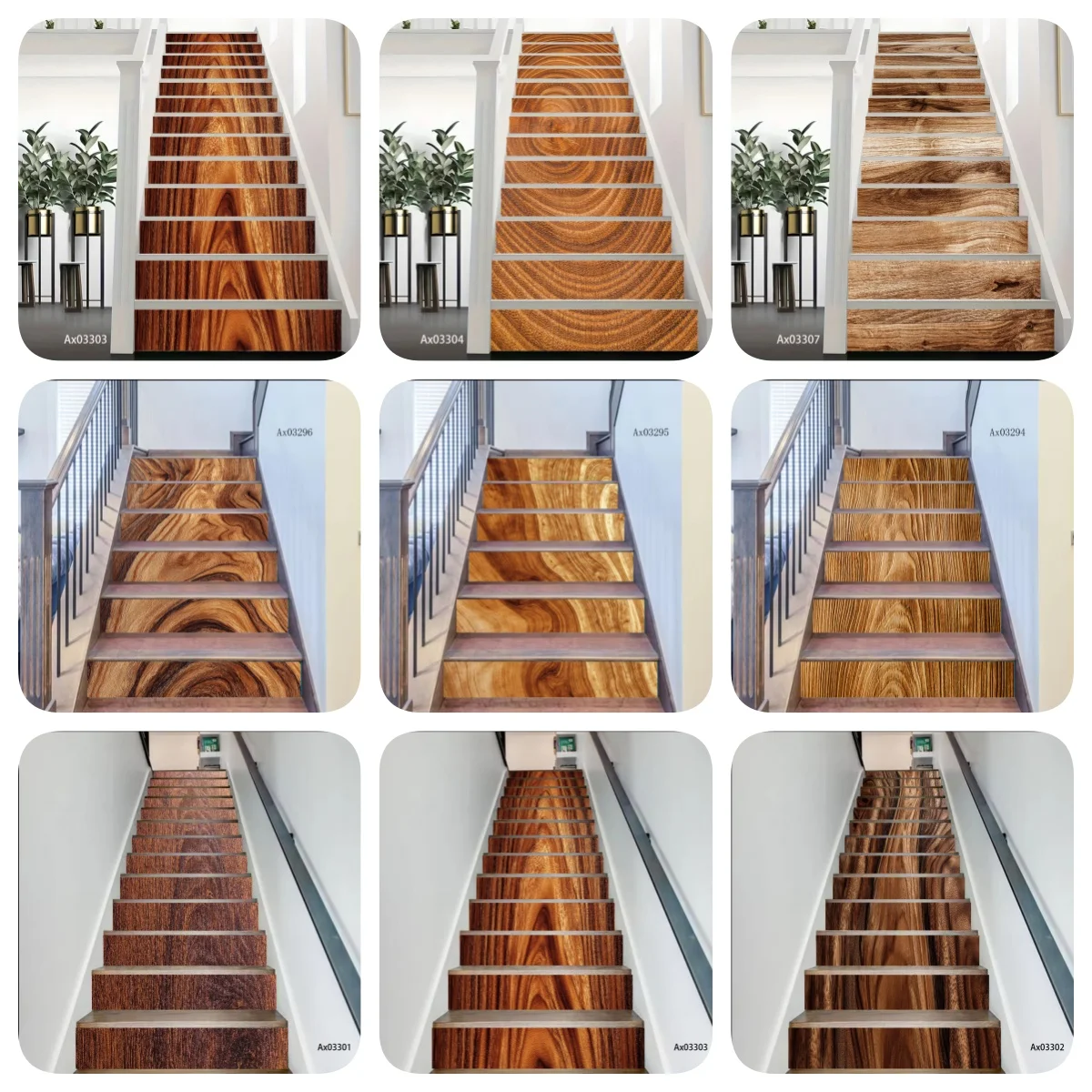 

Vintage Oak Wood Texture Stair Stickers Self Adhesive Anti Slip Anti Scratch Staircase Decorative Decals for Indoor Decals