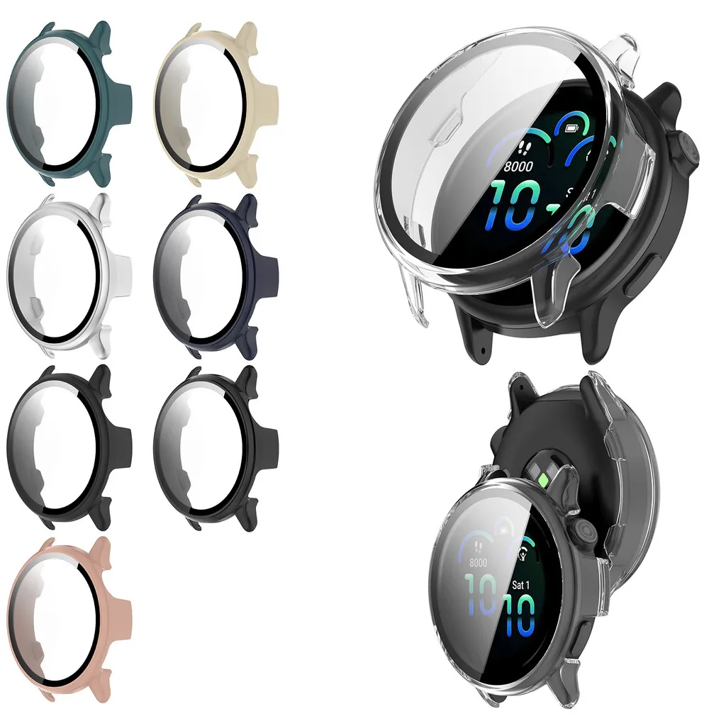 

Закаленное стекло + чехол для Garmin Vivoactive 6, универсальная защитная пленка для экрана, жесткий бампер для ПК, чехол для умных часов с защитой от царапин