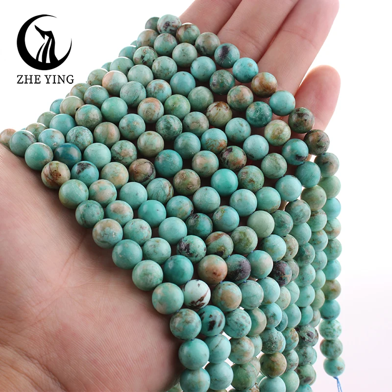 Top Quality Natural Peruvian Turquoise Beads Round Loose Gemstone Beads For Jewelry Making Bracelets Necklace DIY Accessories