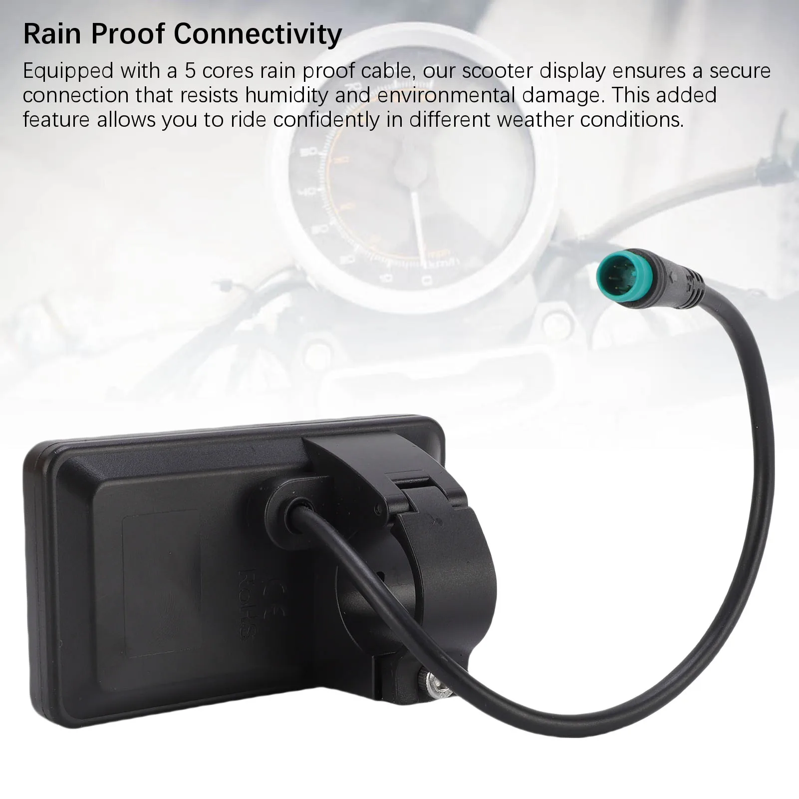 Electric Bike LCD Display Colorful 5 Cores Rain Proof Cable Electric Scooter LCD Display Dashboard for Cycling Accessories