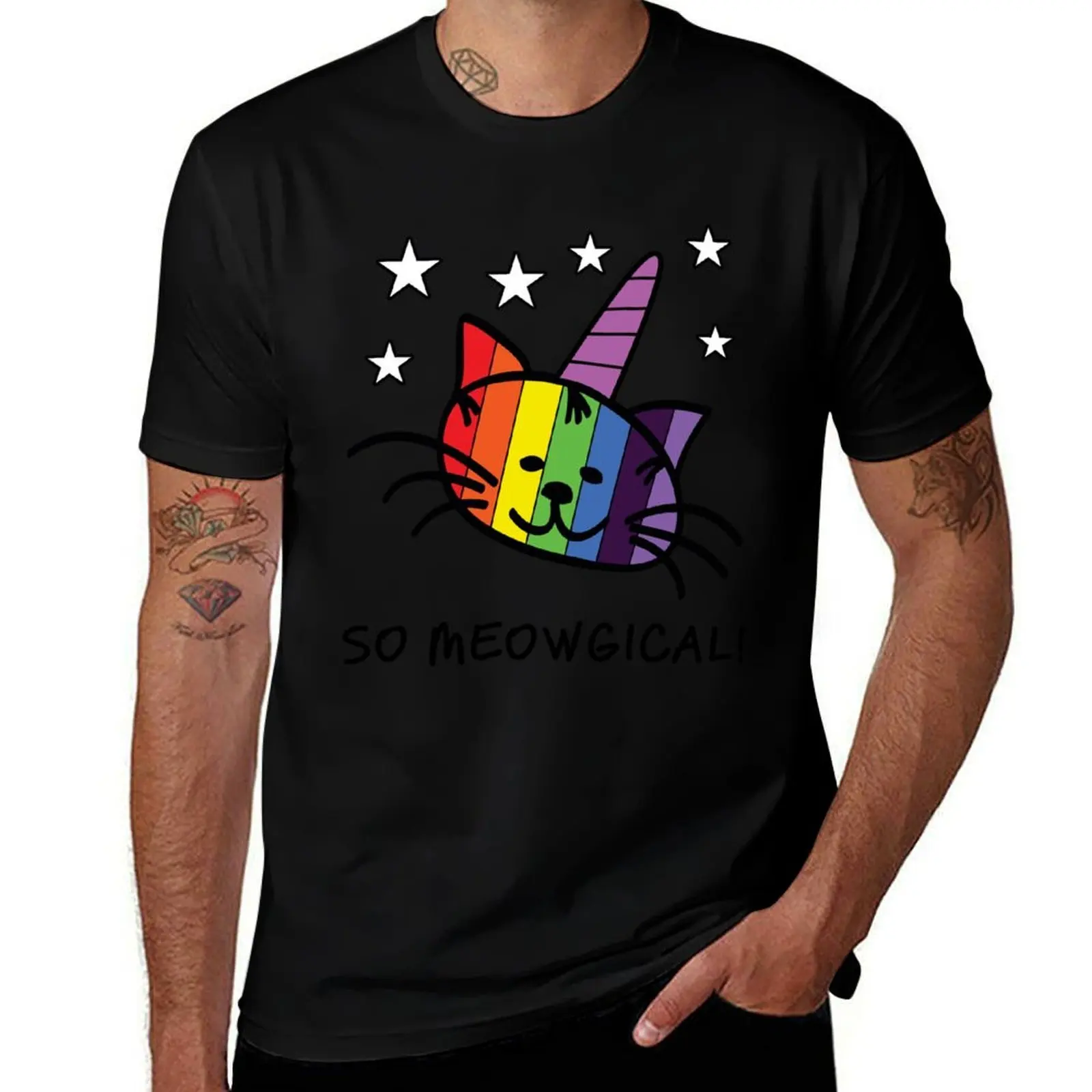 

Unicorn Cat UniKitty So Meowgical T Shirt T-Shirt Plus Size Basic Cotton T-Shirt