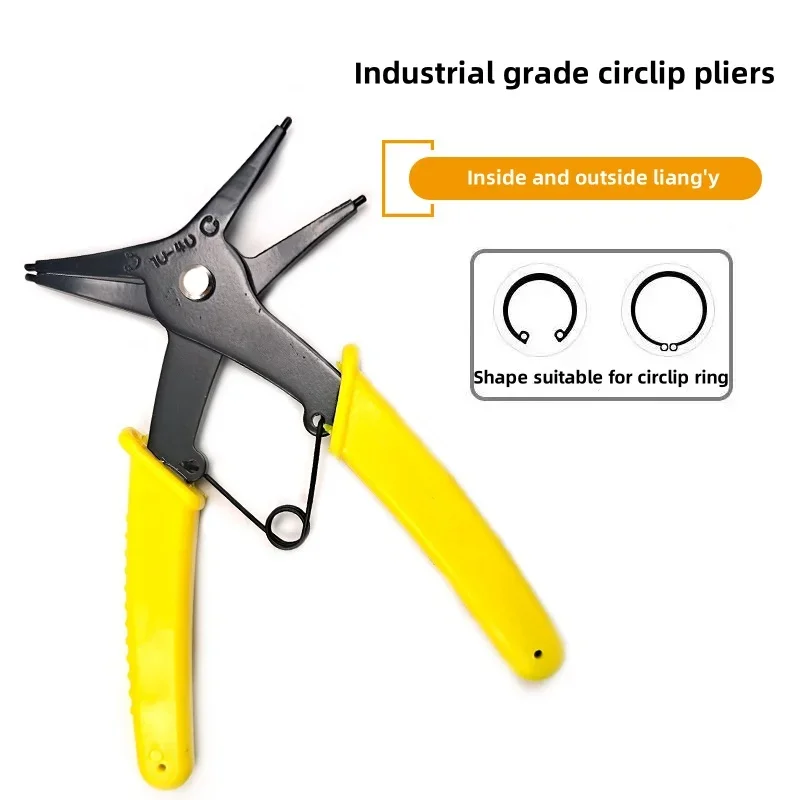 Circlip Pliers 2 in 1 Internal and External Dual Purpose Pliers External Spring Pliers Large Retaining Ring Removal Tool 1pcs