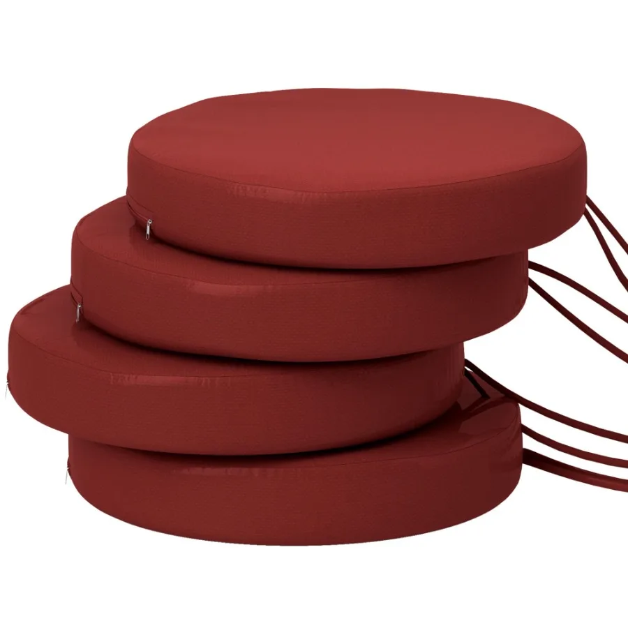 

Patio Chair Cushions Set of 4 Round Seat Cushions for Dining Bistro Chairs Machine Washable 15 x 15 x 3 Wine Red