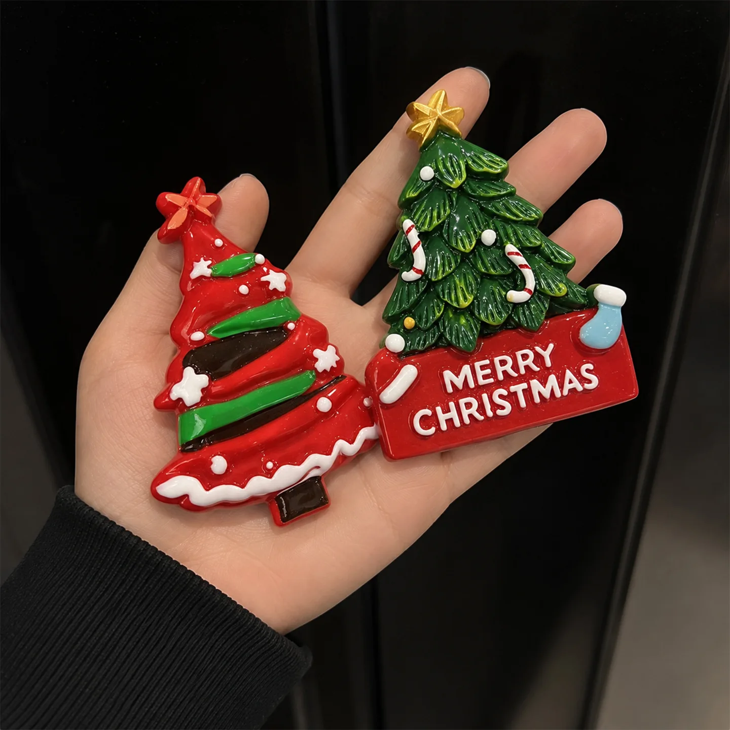 Christmas Refrigerator Magnets Set Merry Christmas Tree Wreath Fridge Sticker 3D Resin Home Kitchen Decoration Xmas Gift Supplie