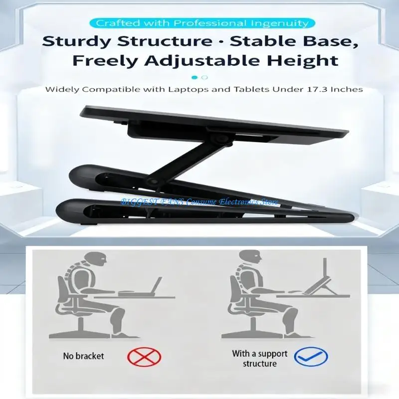 وسادة تبريد بارتفاع قابل للتعديل مع محاور USB مزدوجة لأجهزة الكمبيوتر المحمول مقاس 12-16 بوصة