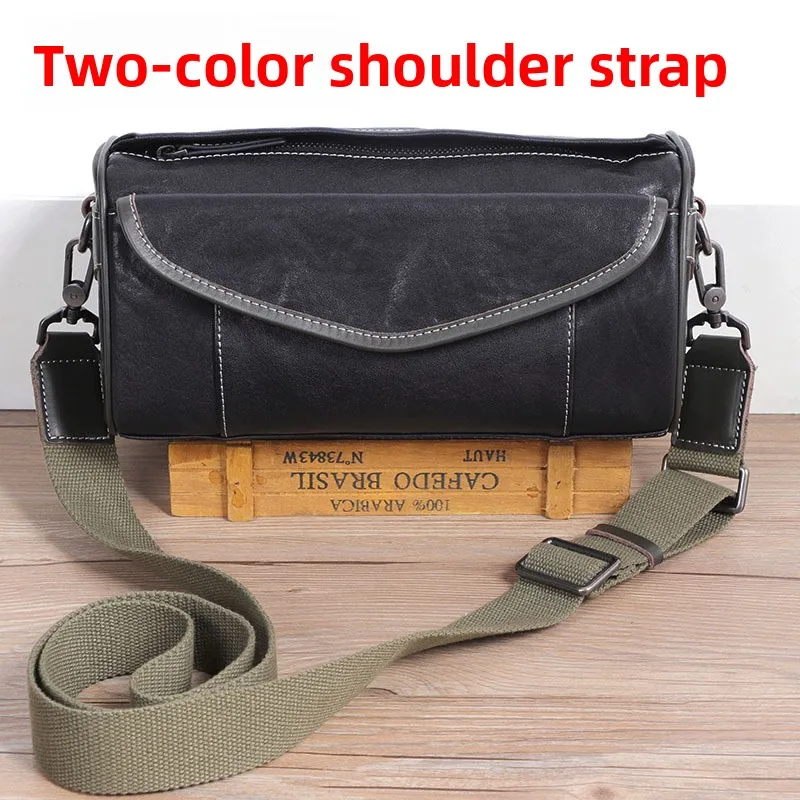 Men's genuine leather crossbody bag, vegetable-tanned cowhide single-shoulder bag, retro men's single-shoulder backpack