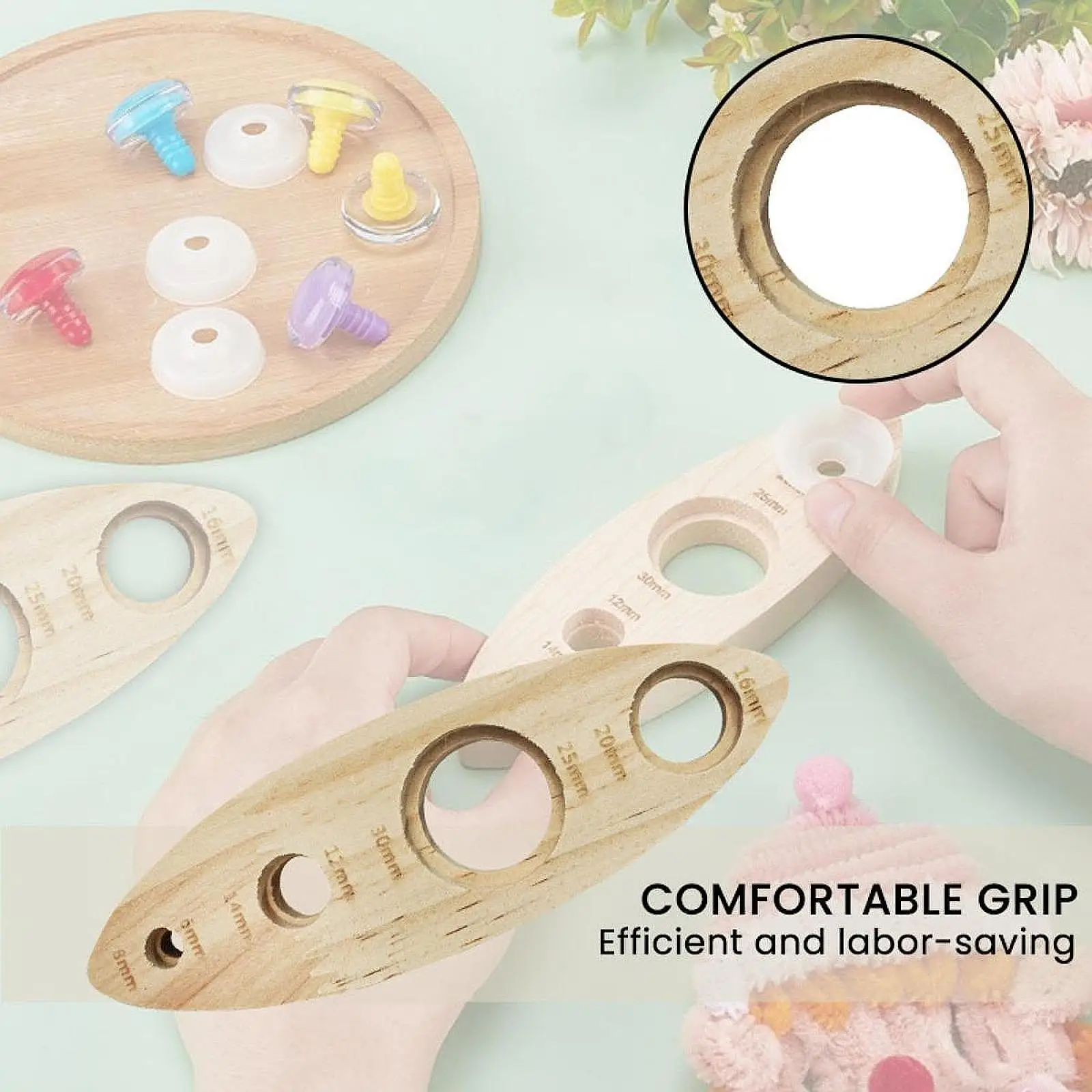 Strumento per occhi per bambole all'uncinetto Giocattolo di peluche compatto e facile da usare Forniture professionali per la produzione di bambole Strumento ausiliario in legno per assemblaggio