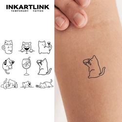 Simple cute kitten Temporary Tattoo,Lasts To 15 Days New Technology Magic Waterproof Semi Permanent Sticker.
