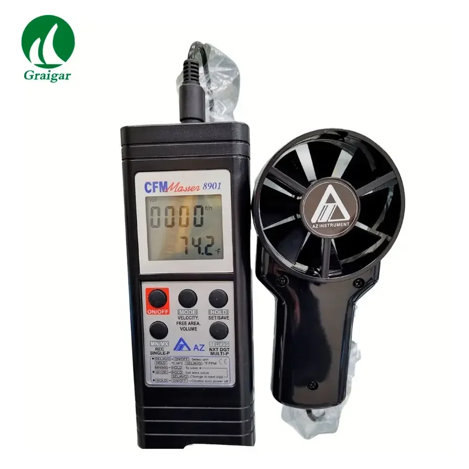 2025年ホットセール AZ8901 ハンディUSB出力 エアフローメーター 風速計 風量計 風速範囲 0.4～35 m/s