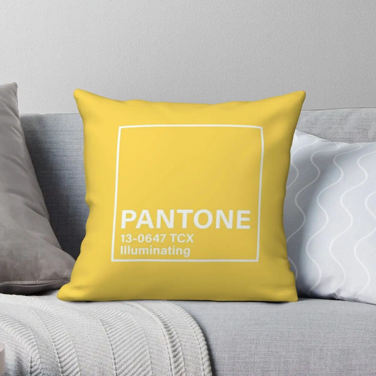 Pantone TCX Illuminating Pillowcase Polyester Linen Velvet Creative Zip Decor Pillow Case Room Cushion Cover Wholesale