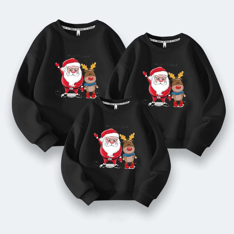 Christmas Family Sweater with Deer Jersey De Navidad Para To Da La Familia Mother and Daughter Matching Outfits Family Clothing