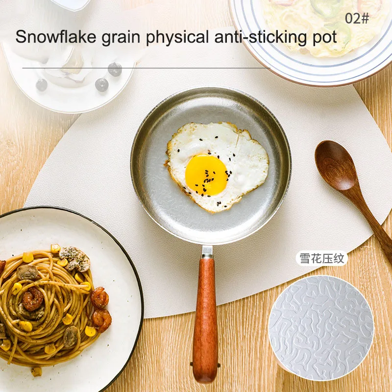 Mini Korean 304 Stainless Steel Fry Pan - Snowflake Textured Non-Coated, Perfect for Eggs, Milk & Small Wok, Compact Kitchen Coo