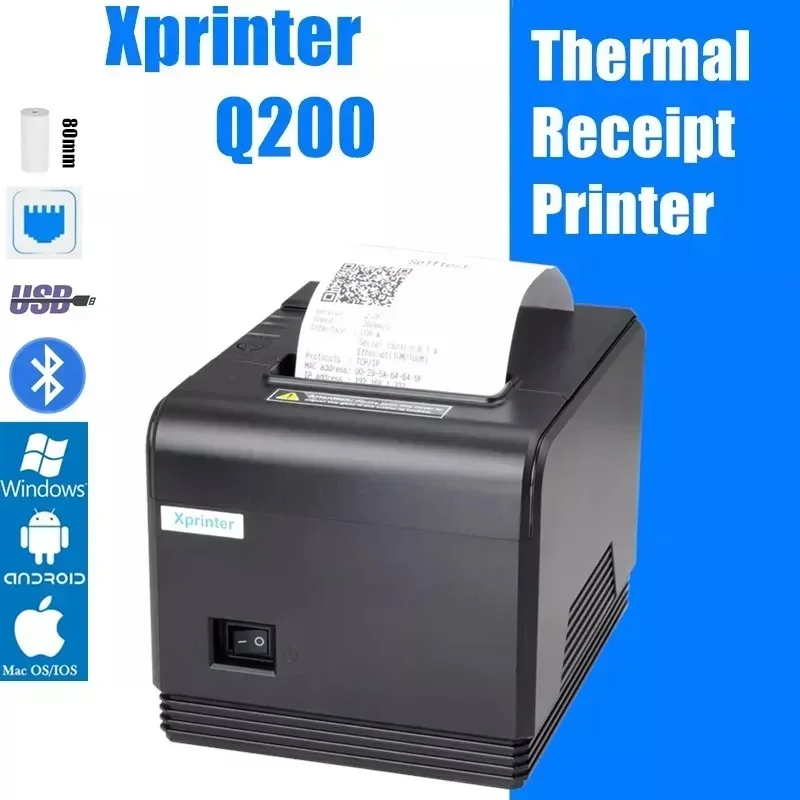 Xprinter 80mm Automatic Cutter Thermal Receipt Printer for Supermarket Restaurant Cafe Pos Printer with USB LAN Serial Bluetooth