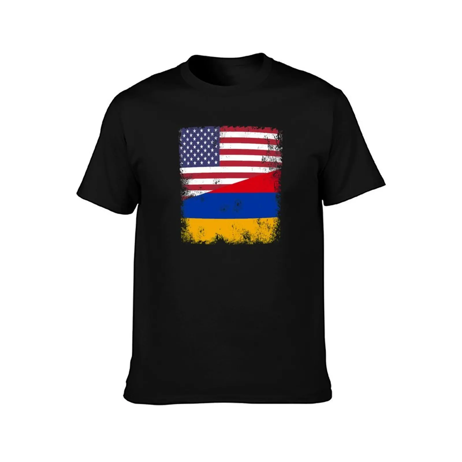 Half Armenian Flag Design | Vintage Armenia USA Gift T-Shirt Large Size Short Sleeve T-Shirt