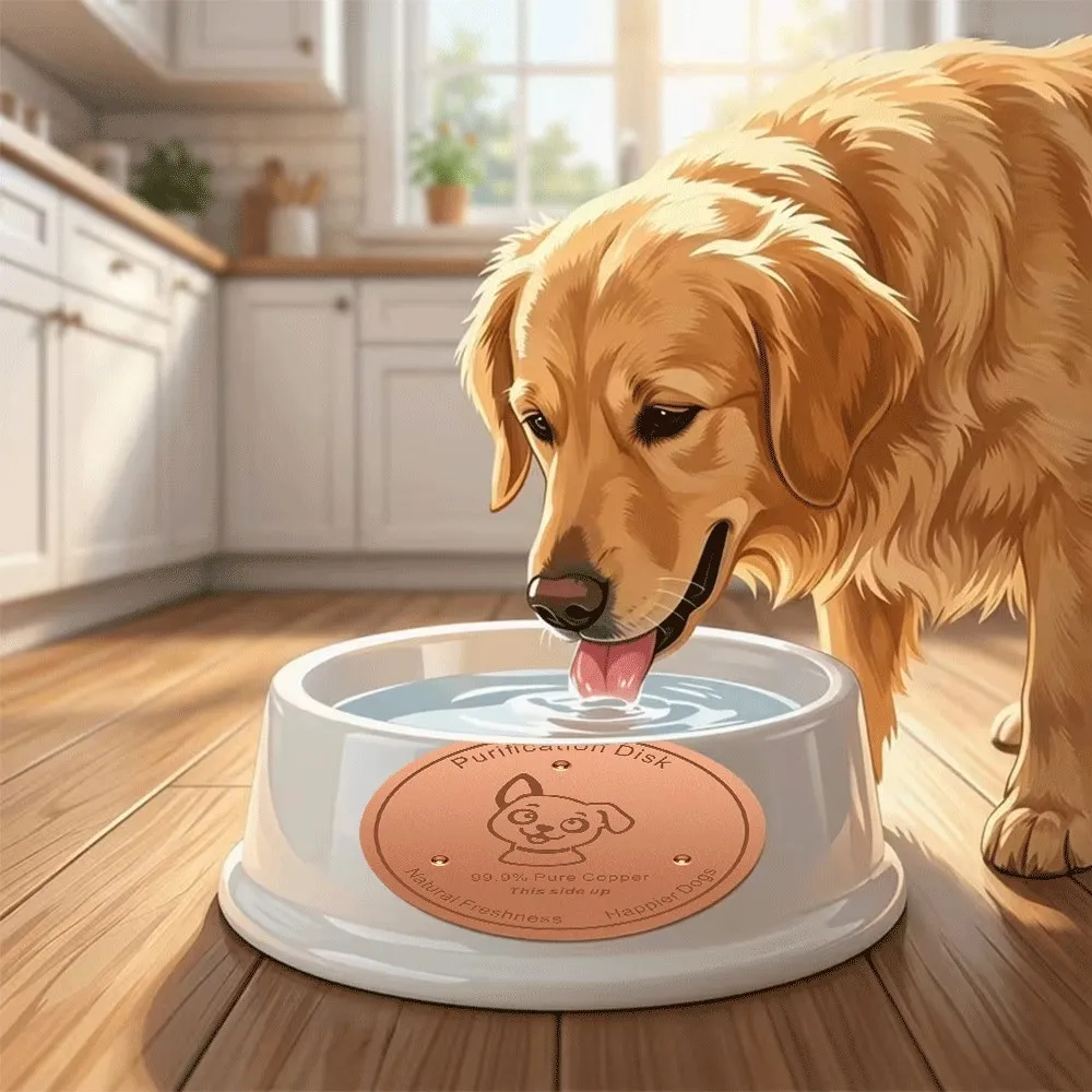 Pure Copper Pet Water Filter Disc 99.9% Purification PlatePet Dog Water Bowl with 99.9% Pure Copper Purification Disk for