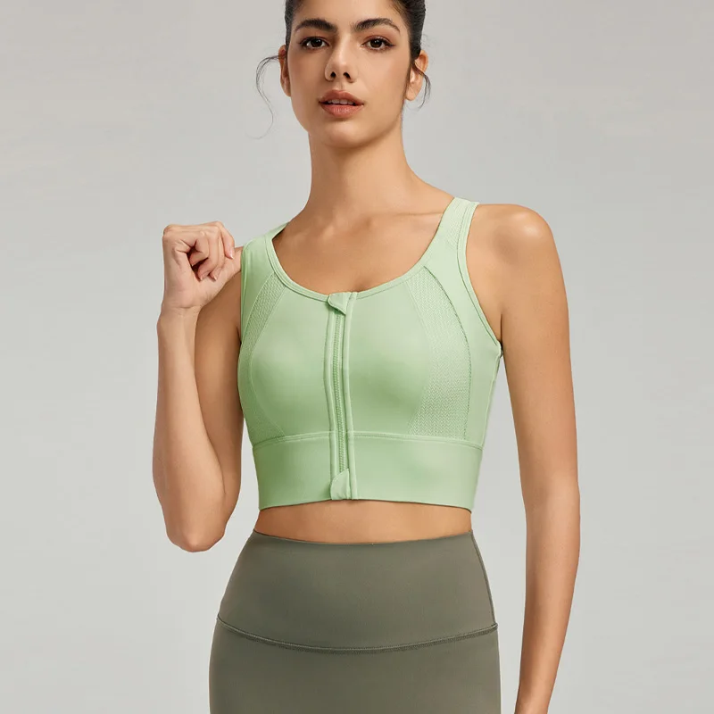 

High Strength Sports Bra for Women Yoga Vest with Chest Cushion Shock-absorbing Front Zipper Sports Vest Breathable Yoga Vest