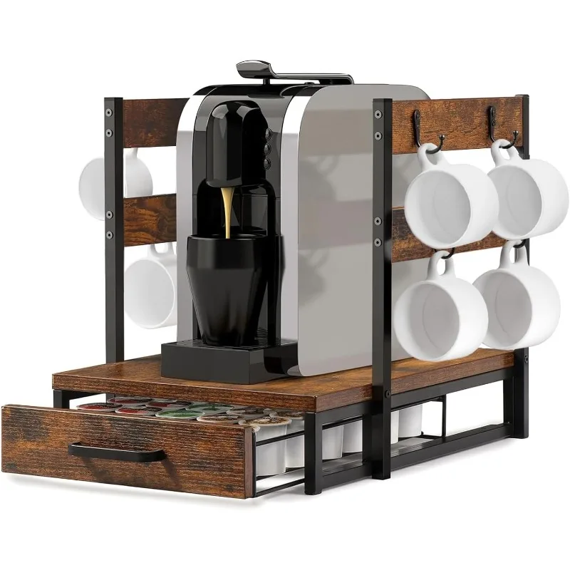 

K Cup Holder, 35 Pod Capacity, Coffee Pod Holder Compatible with Keurig, Coffee Station Organizer for Countertop with Cup Rack,