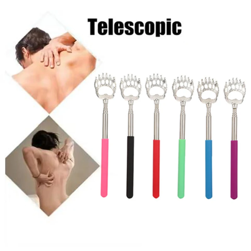 ที่เกาหลังแบบยืดหดได้ 1 ชิ้น แบบพกพา ทำจากโลหะสแตนเลส ใช้สำหรับนวดมือ