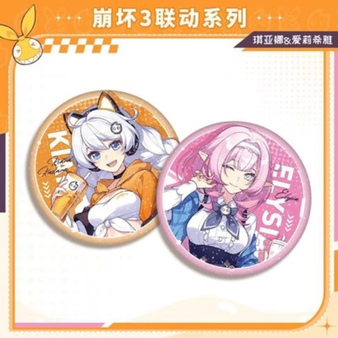 Anime Cartoon Acessórios Set, Jogo Honkai Impact 3rd X COCO Joint Cosplay, Elysia Kiana Stand Badge Keychain, Xmas Gift Box