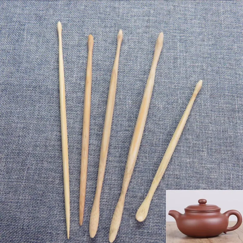 Purple Clay Teapot Tool Double Head Single Head Bamboo Spout Single Fruit Handmade DIY Ceramic Teapot  Dredging Sculpture Tool