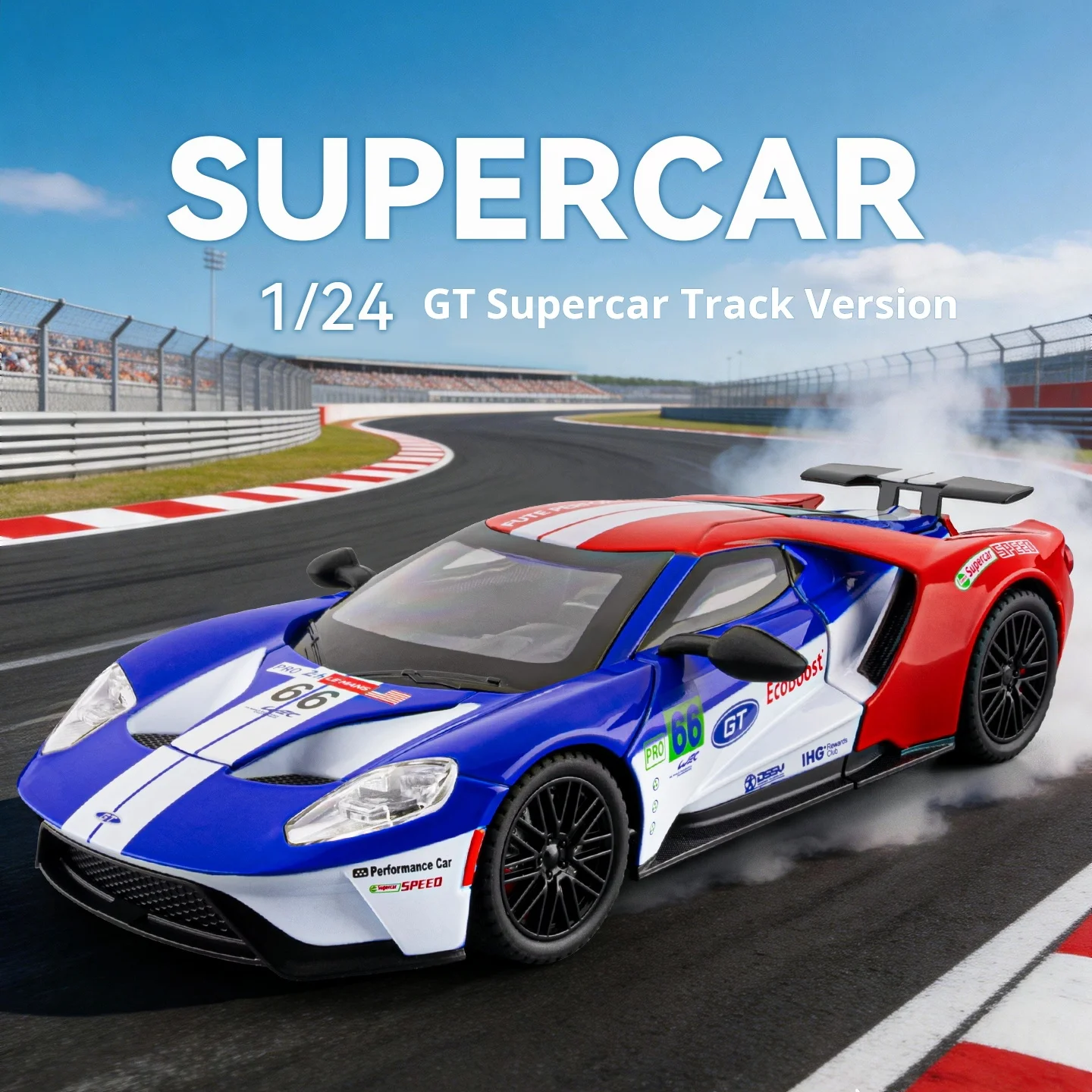 1-24-スケール-フォード-gt-レースバージョン-デカール付き-プレミアムダイキャスト-スーパーカーモデル-コレクタブルディスプレイオーナメント＆おもちゃ-ライト＆サウンド付き