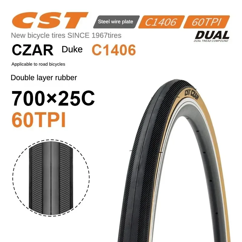 Zhengxin Road Bike Outer Tire Bicycle Tire Retro Yellow Edge 700*25 28 40c Puncture-Proof Double Sizing Materials Tire