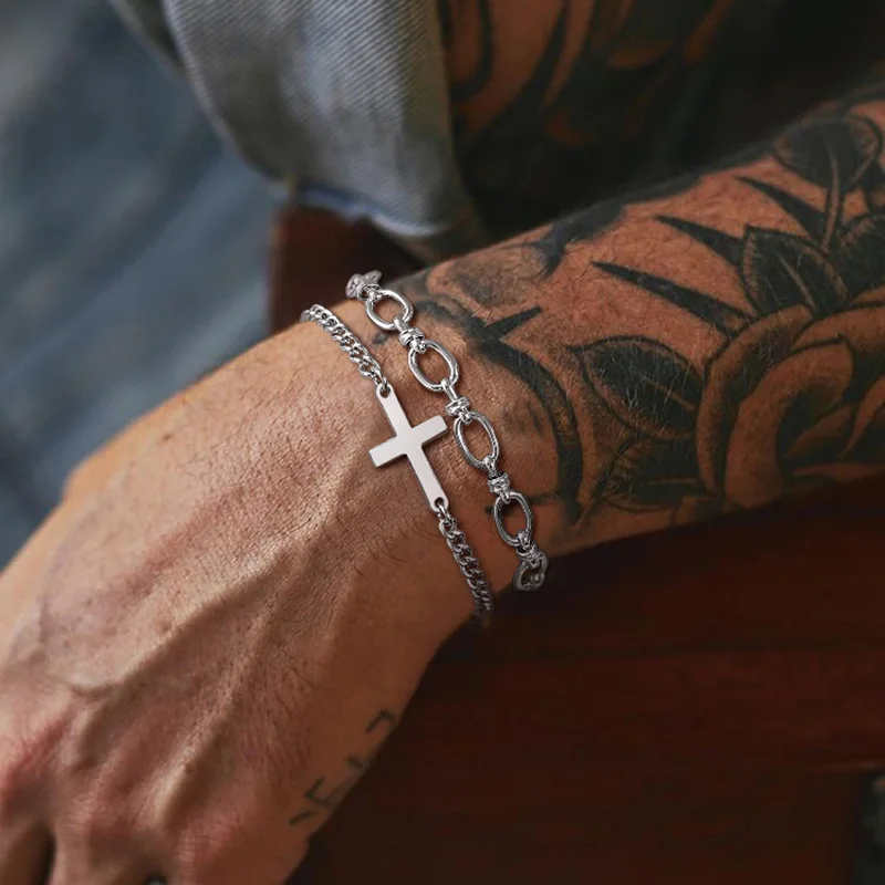 Ze stal krzyżyk nierdzewnej religijna chrześcijańska bransoletka opaska biżuteria, prezenty dla niego