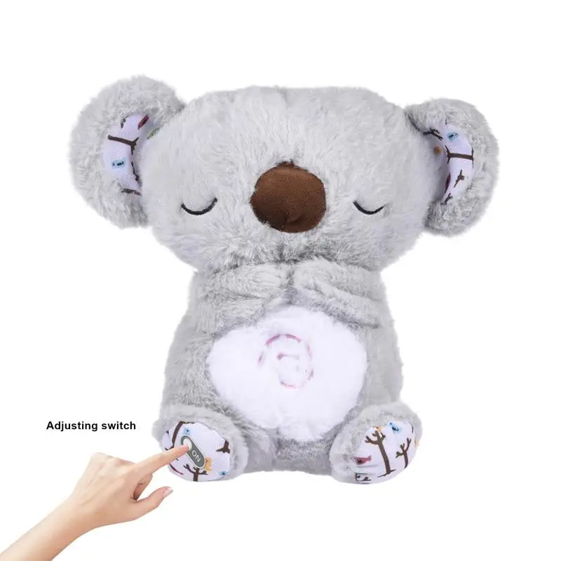 Breathing Baby Bear Soothes Otter Plush Toy animal Doll Child Soothing Music Sleep Companion Sound And Light Doll Toy Gifts