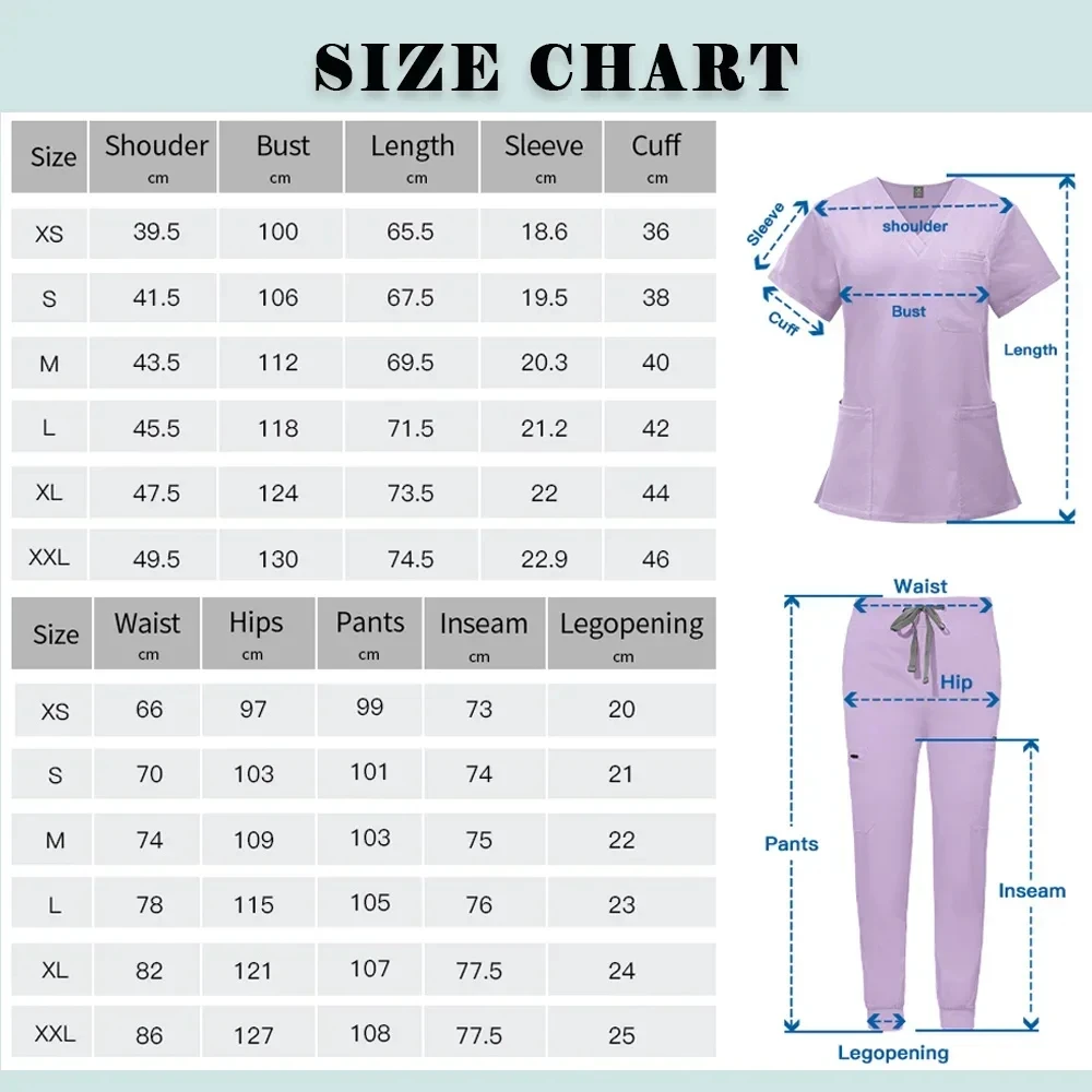 Multicolour Jogger Suits Doctor Nursing Uniforms Short Sleeve V-neck Tops Pocket Pants Nurse Scrubs Set Medical Clinical Clothes