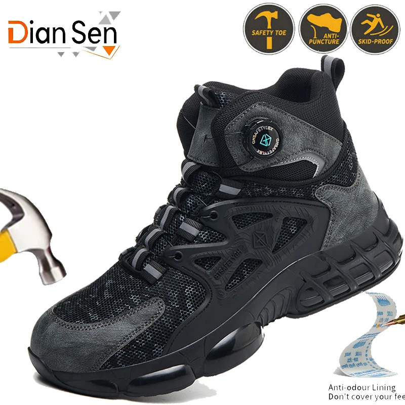 

Men's Work Safety Boots Steel Toe Anti-smash Boots Indestructible Shoes Cushioned Sneakers Botas De Trabajo Para Hombre