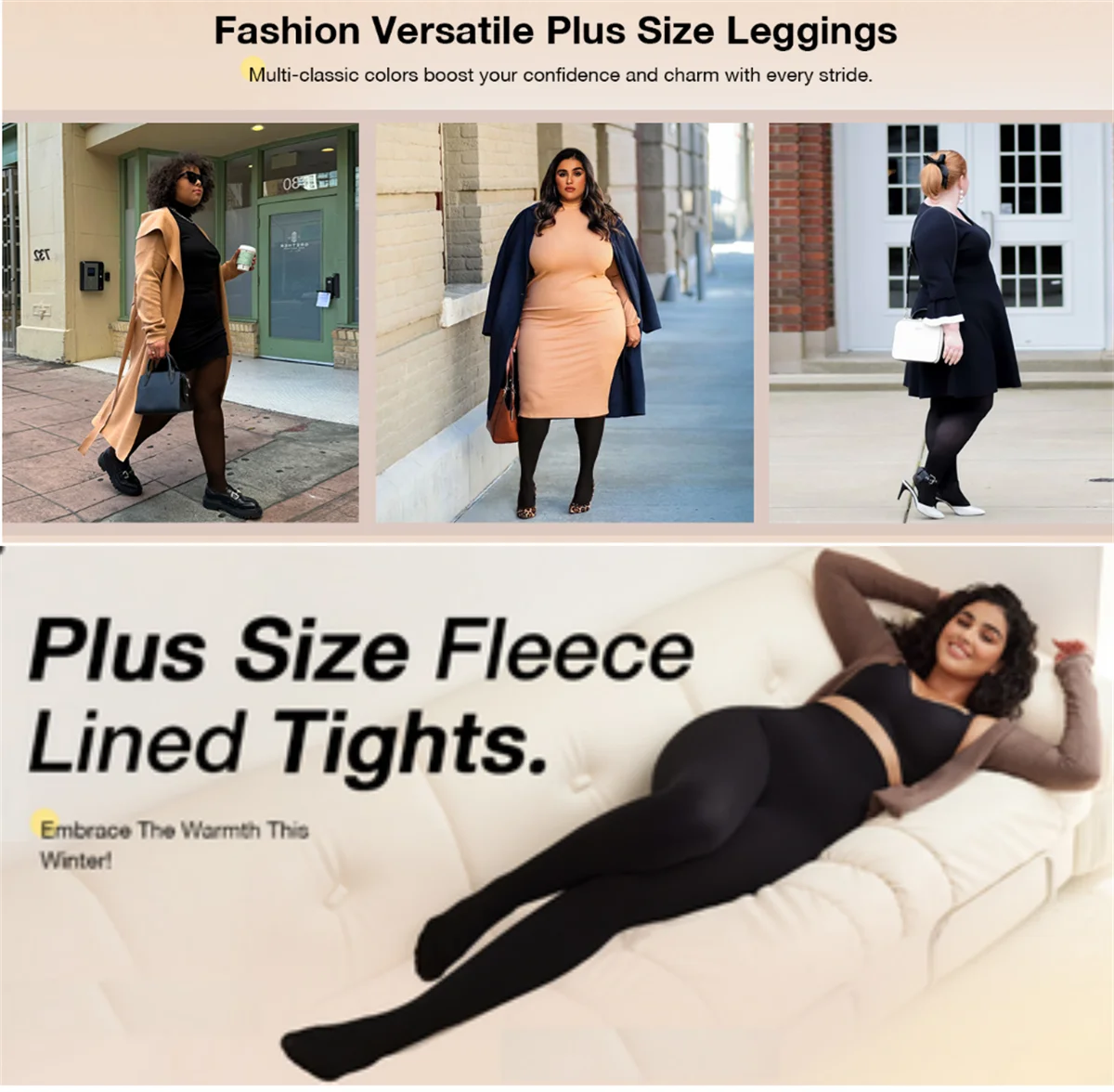 Plus Size Heavy High Waist Fleece Lined Leggings Super Warm Thicken  Pants Winter Oversized  Pantyhose Tight