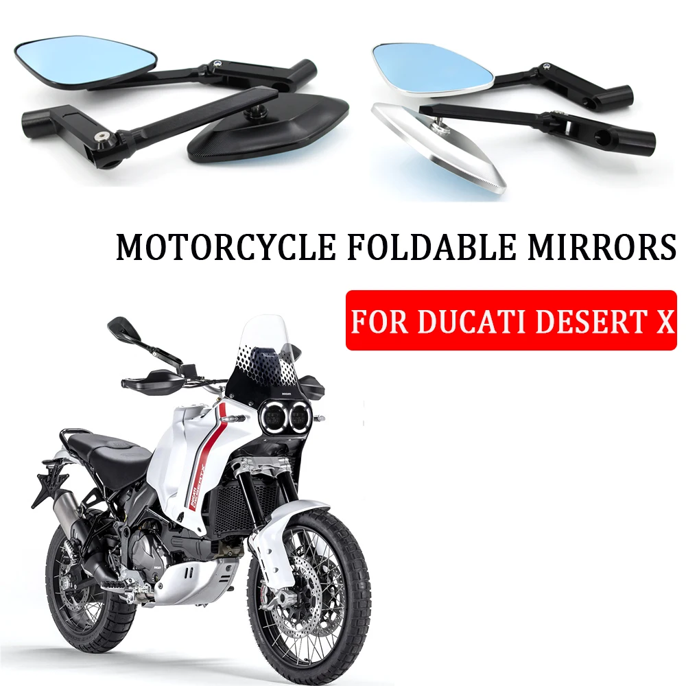 For Ducati Desert X Motorcycle Foldable Mirrors 2023 Accessories Desertx Rearview Mirror Rotating Mirrors Side Mirrors CNC Alumi