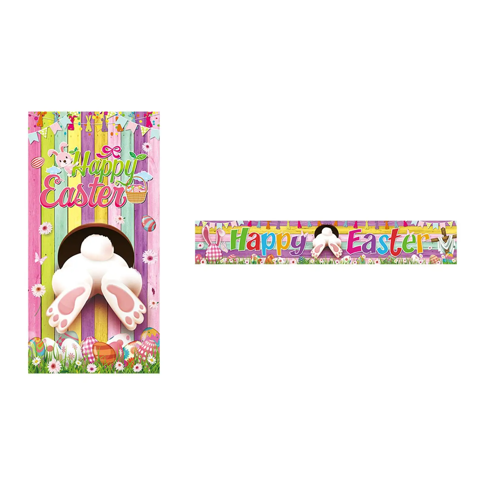 

Easter Eggs Bunny Banner Sign Party Favors Background Easter Door Banner for Holiday Outside Classroom Festival Celebration