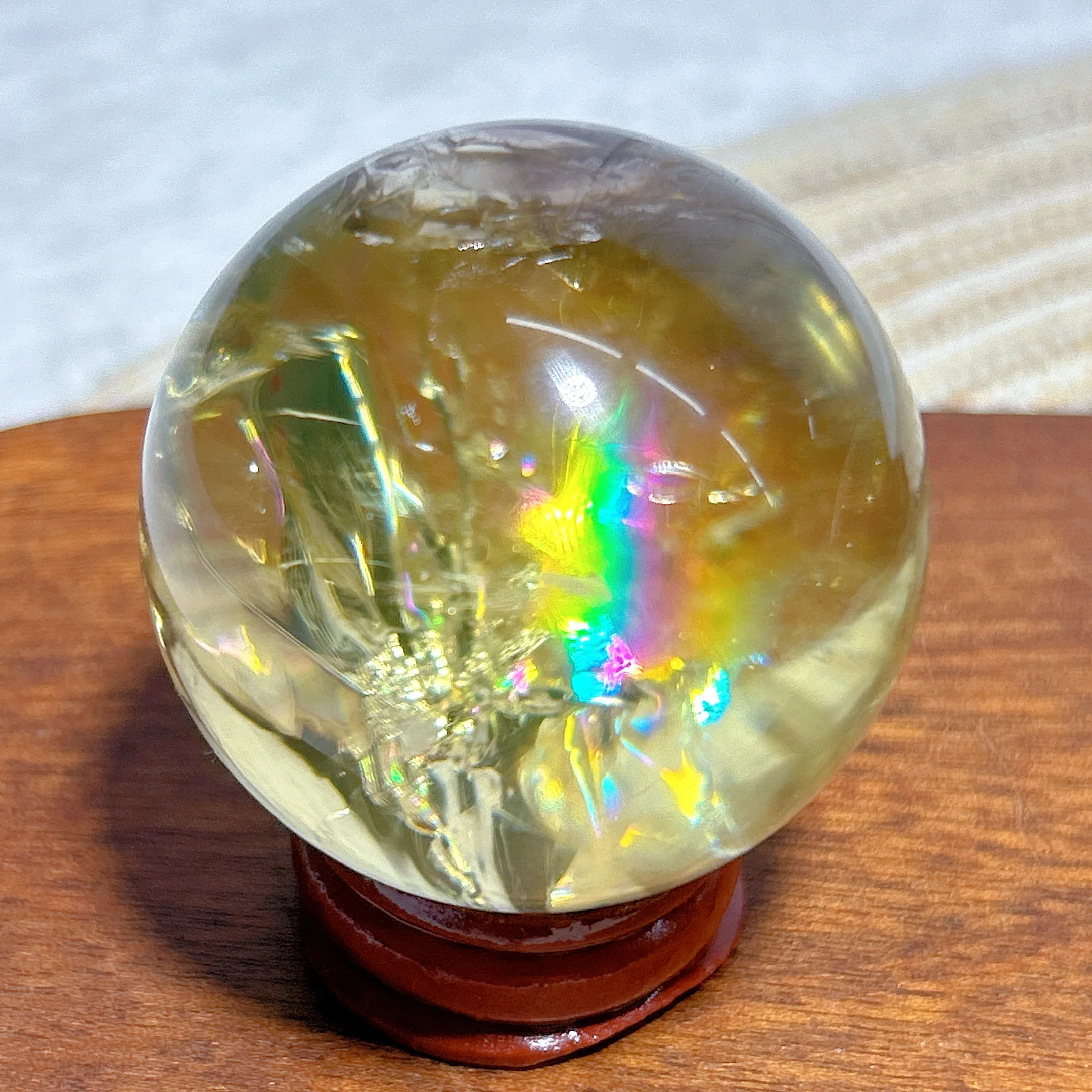 

High Quality Healing Natural Crystal Brazil Rainbow Citrine Sphere Polished Ball Gemstone Home Decorations Mineral Energy Gift