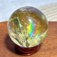 High Quality Healing Natural Crystal Brazil Rainbow Citrine Sphere Polished Ball Gemstone Home Decorations Mineral Energy Gift