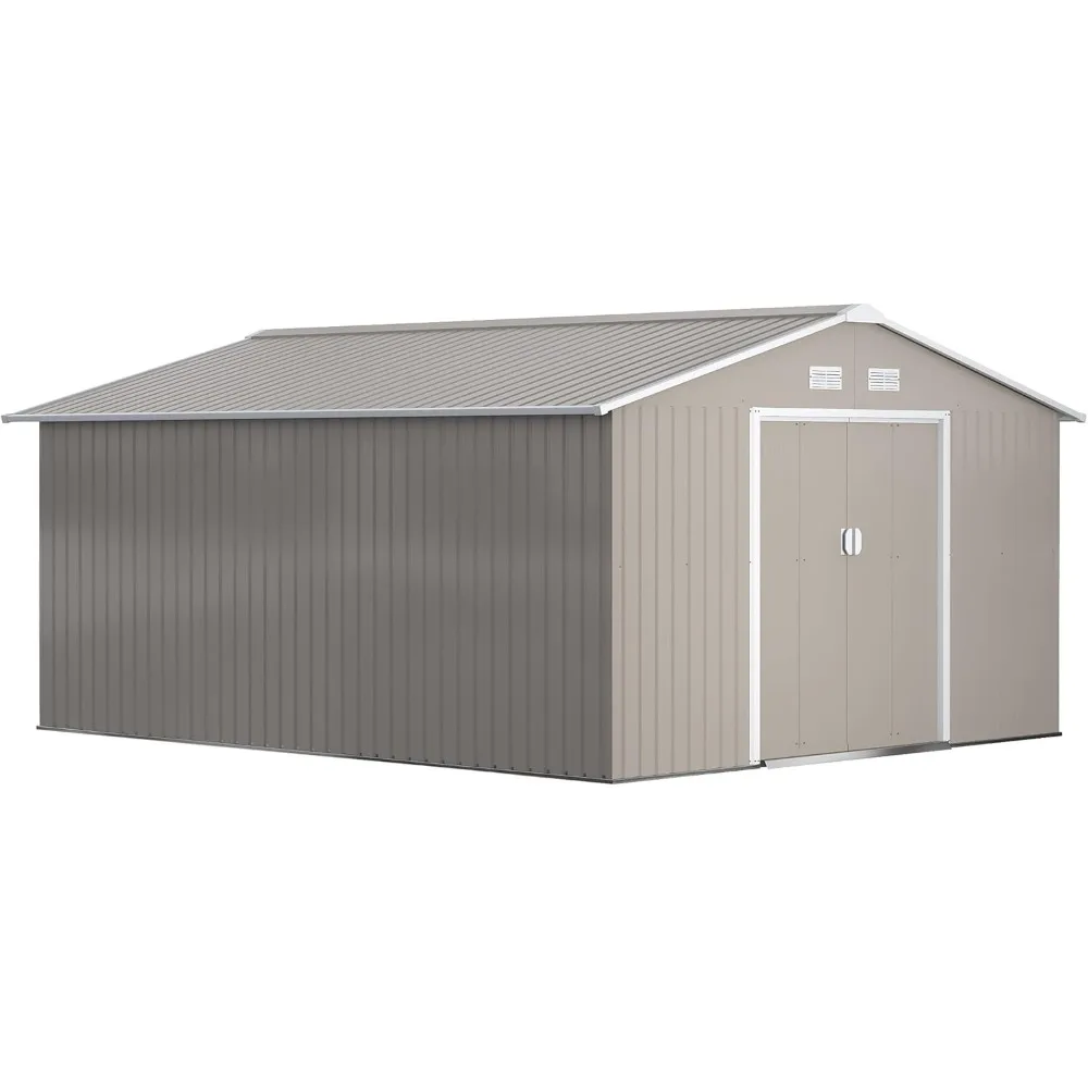 

11' X 13' Outdoor Storage Shed, Garden Tool House with Foundation Kit, 4 Vents and 2 Sliding Doors for Backyard, Patio, Garage