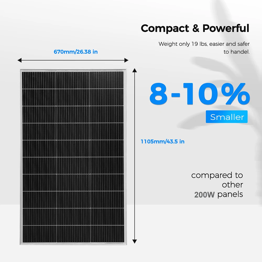 XINPUGUANG Rigid Glass Solar Panel, 120W/200W 18V High‑Efficiency PV Module, 12V Battery Charger, Waterproof Solar Power for RV, Camper, Boat, Yacht, Caravan & Home Off‑Grid Use