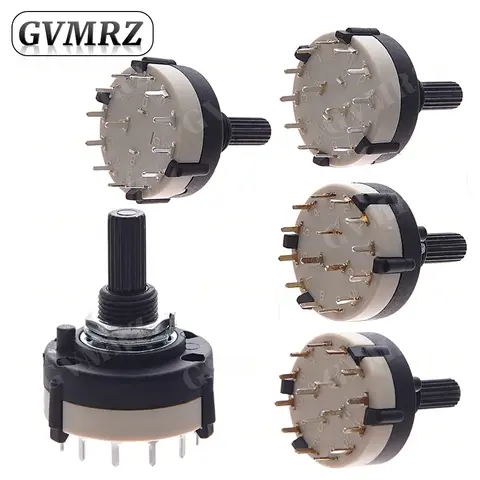 1PCS RS26 플라스틱 4극 3위치 로터리 밴드 스위치 2극 6위치 1극 12위치 핸들 길이 21MM 축 밴드 스위치