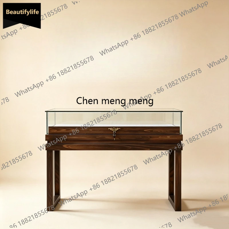 

D80 Vintage Style High-end Jewelry Display Cabinet Modern Solid Wood Mall Glass Showcase Ornament Exhibition Office Furniture