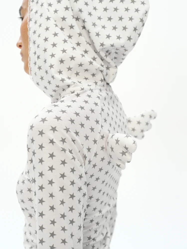 

Oinimi Stars Polka Dot Angel Set Slim Fit Hoodie Tee with Wood ain orts Street Sle Cotton Long Sve T-irt