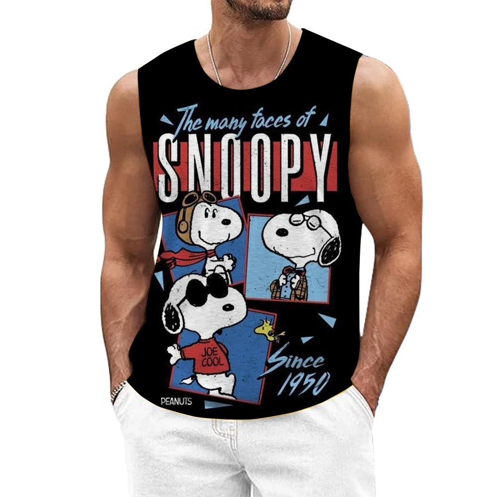 2025 جديد الصيف موضة الرجال تي شيرت بلا أكمام كلاسيكي سنوبي مضحك طباعة الرجال سترة المتطرفة الرياضة تصفح سترة