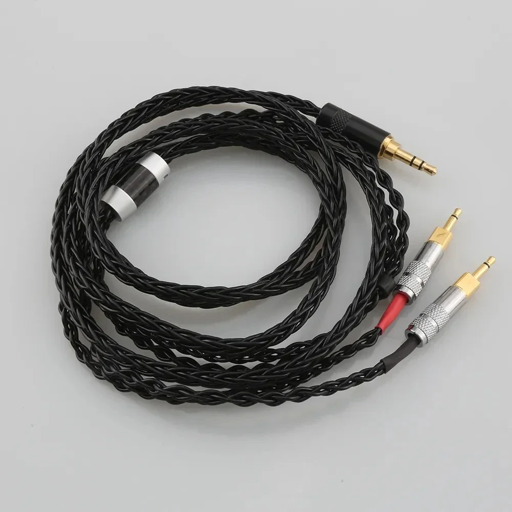 Cable de Audio de equilibrio mejorado de 4,4mm/2,5mm para auriculares Sennheise HD700, 8 unidades, línea plateada chapada en cobre y cristal único